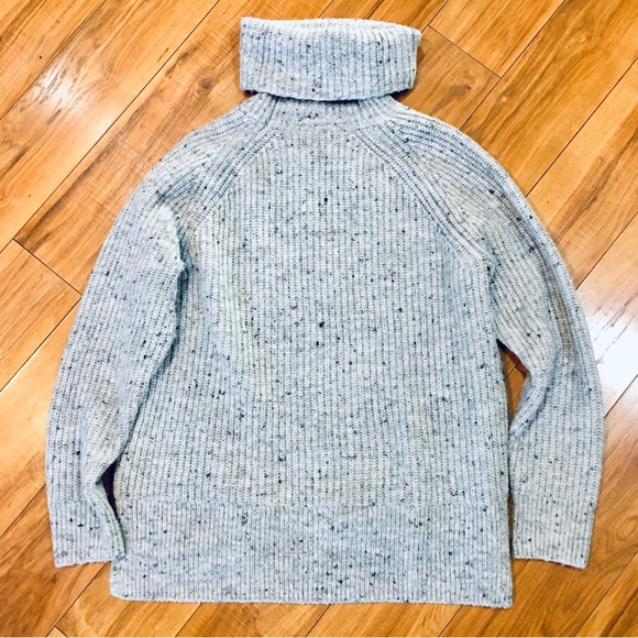 Madewell cable knit sweater ribbed knit wool grey gray winter turtleneck… - Picture 2 of 10